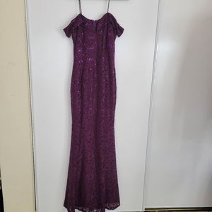 Vintage Miss Kim Off Shoulder Sequin Lace Mermaid Style Gown